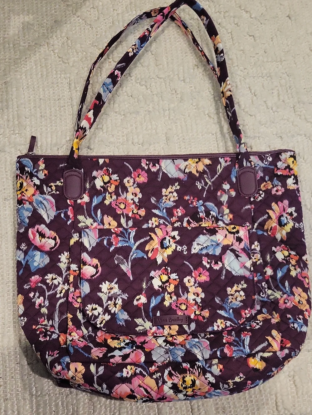 Vera Bradley Plum Floral Quilted Shoulder Tote